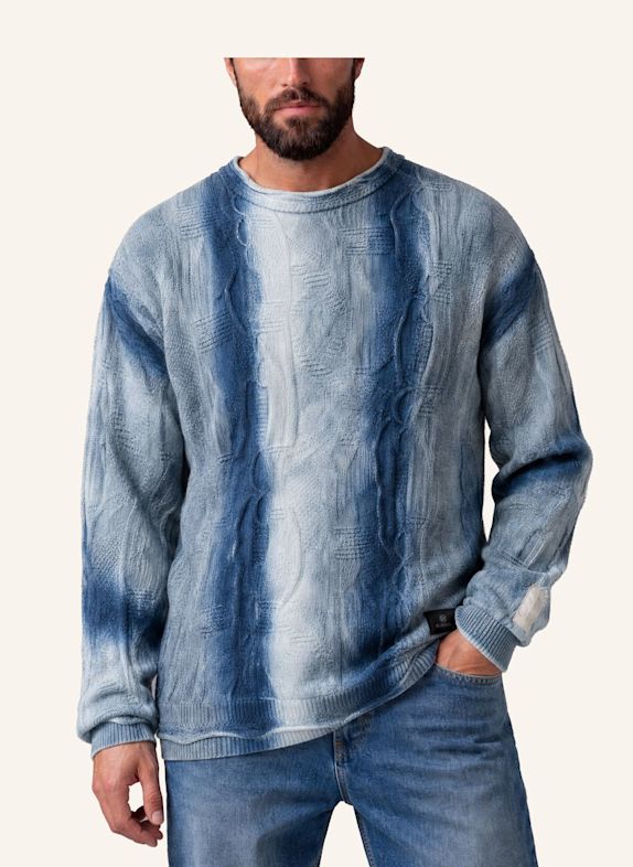 CARLO COLUCCI 3D-Knit Pullover - Liquid Stitches FIORITTO HELLBLAU