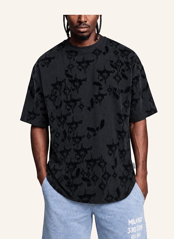 CARLO COLUCCI Allover Print T-Shirt - Soft Impact FIOROT SCHWARZ