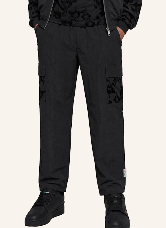 CARLO COLUCCI Flockprint Cargohose - Soft Impact FIPINGER SCHWARZ