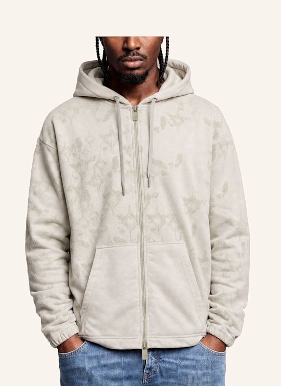 CARLO COLUCCI Kapuzensweatjacke mit Flockprint - Soft Impact FLENGER BEIGE
