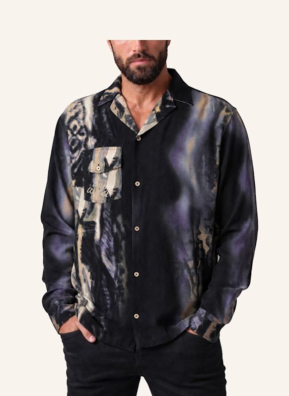 CARLO COLUCCI Oversize Hemd - Liquid Stitches FIORI SCHWARZ