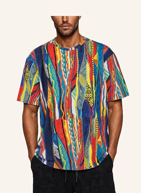 CARLO COLUCCI Knit Print Story T-Shirt FIAIDER DUNKELBLAU