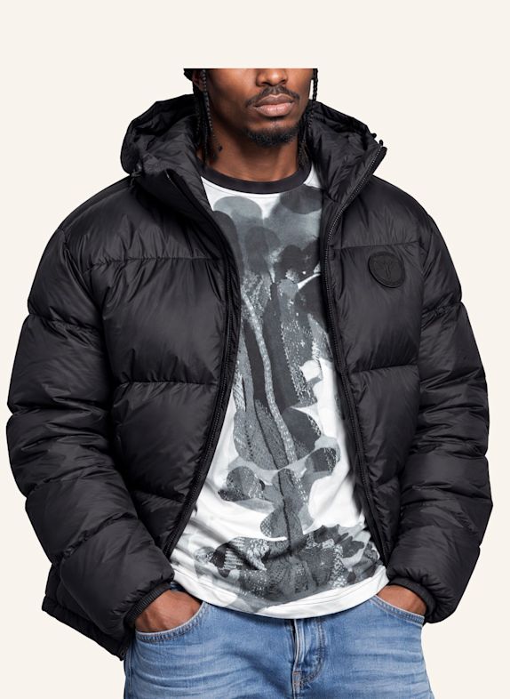 CARLO COLUCCI Wattierte Jacke mit austauschbarem Badge FURNARI SCHWARZ
