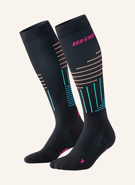 cep Laufsocken KNEE HIGH THE RUN LIMITED 2024.2 mit Kompression SCHWARZ/ NEONPINK