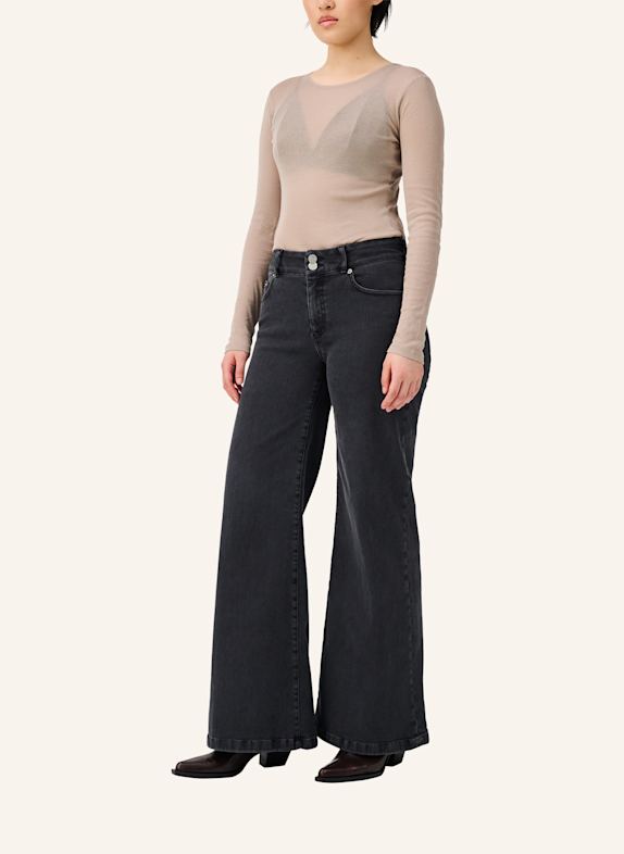 ITEM m6 Flared Jeans WIDE LEGGED HIGH RISE DENIM SCHWARZ