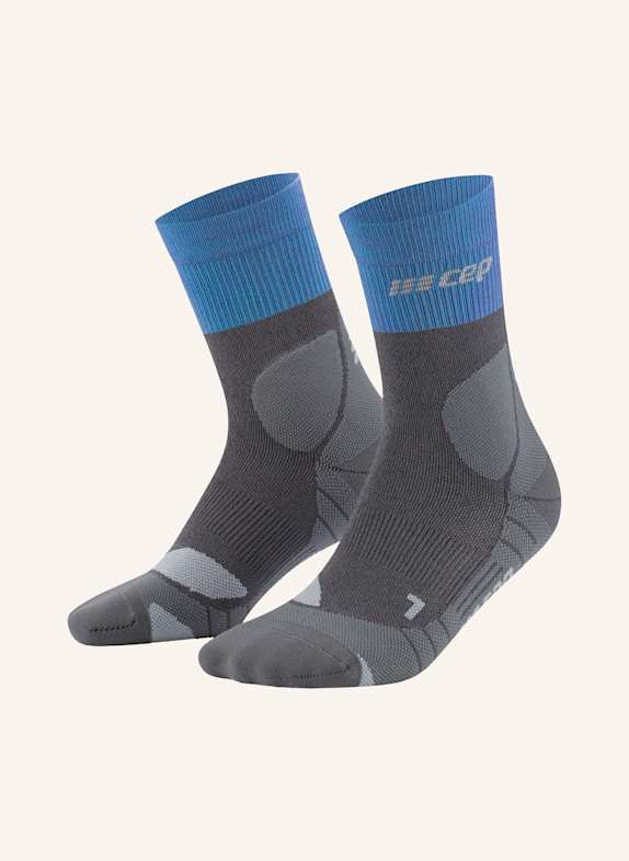 cep Trekking-Socken MERINO COMPRESSION SOCKS HIKING BLAU/ GRAU