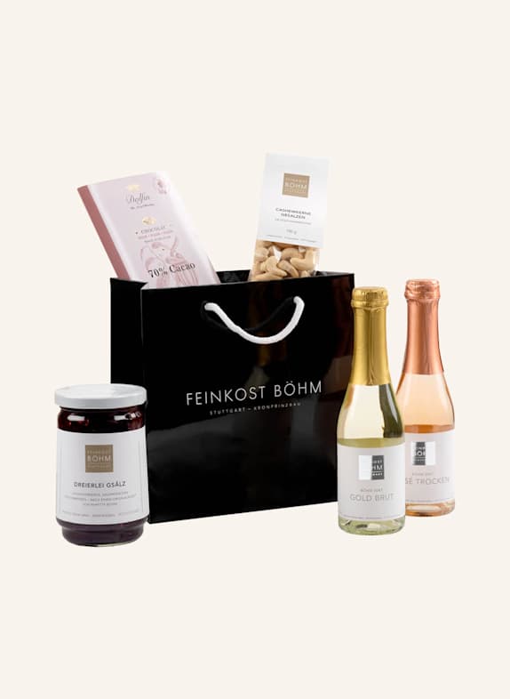 Feinkost Böhm Geschenktüte FEINES MITBRINGSEL SCHWARZ
