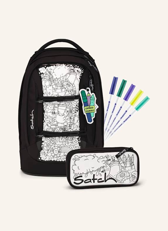 Satch Schulrucksack-Set PACK SET SCHWARZ