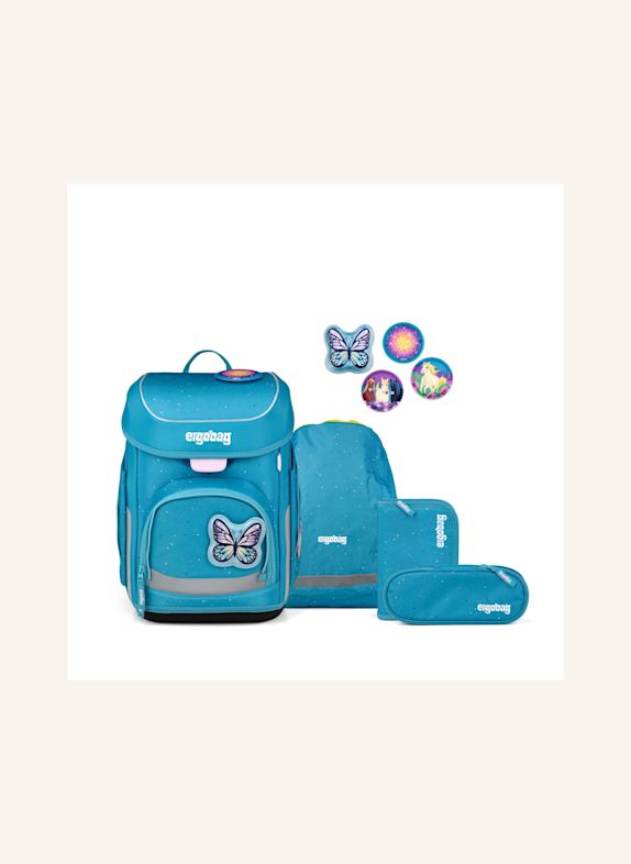ergobag Schulranzen-Set CUBO SET PETROL / DUNKELBLAU / BLAU