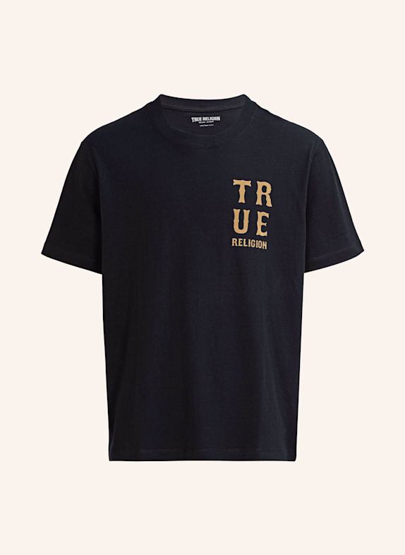 TRUE RELIGION T-Shirt WESTERN FLOCK SCHWARZ