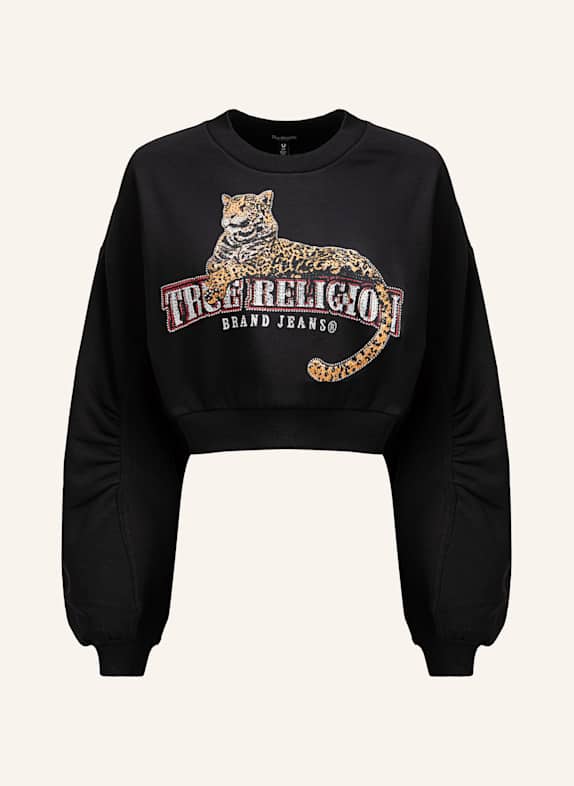 TRUE RELIGION Sweatshirt CRYSTAL LEOPARD SCHWARZ