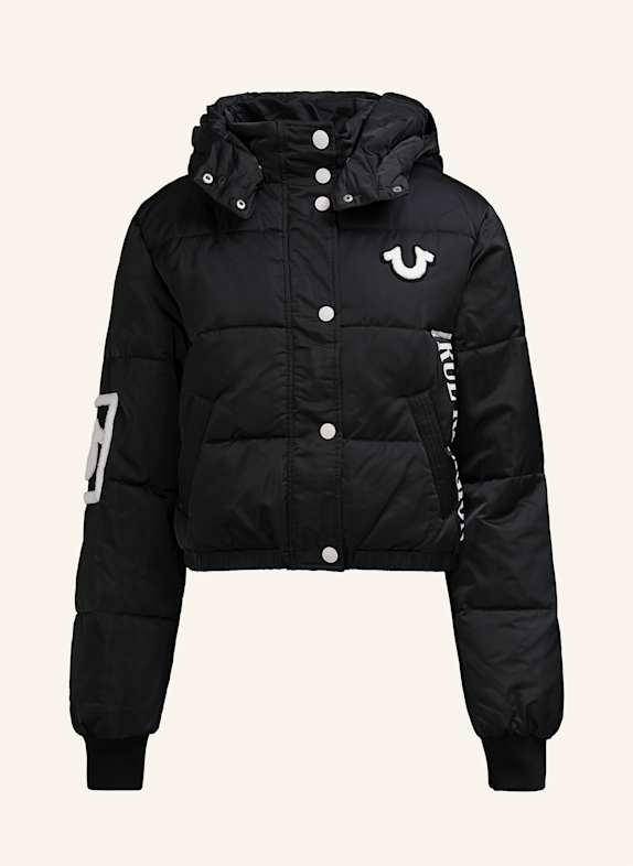 TRUE RELIGION Cropped-Puffer-Jacke SCHWARZ