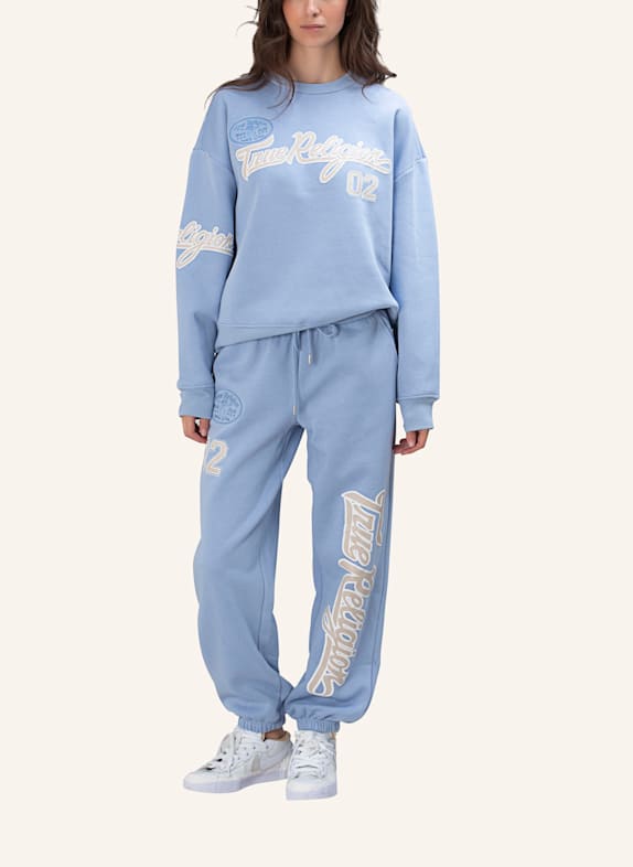 TRUE RELIGION Sweathose EMBROIDERY BLAU