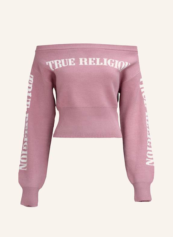 TRUE RELIGION Pullover Schulterfrei ALTROSA