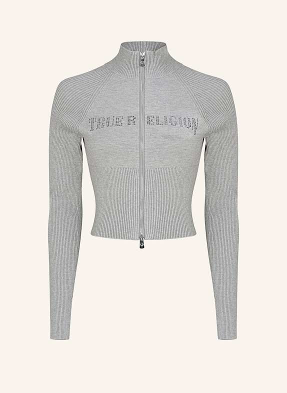 TRUE RELIGION Zip-Sweater CRYSTAL GRAU