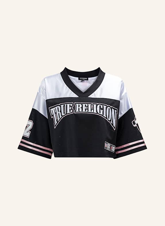 TRUE RELIGION Jersey-Shirt CRYSTAL SCHWARZ/ WEISS