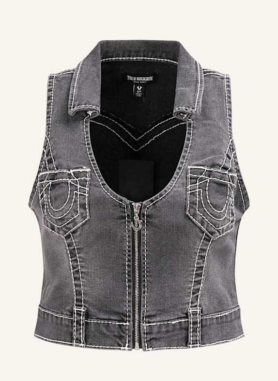 TRUE RELIGION Top ZIP FRONT SCHWARZ/ GRAU
