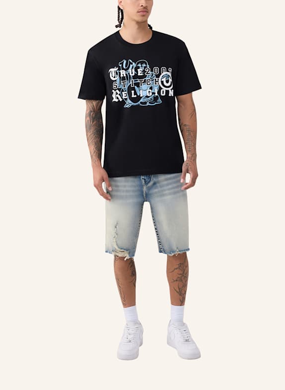 TRUE RELIGION T-Shirt BUDDHA LETTERS SCHWARZ