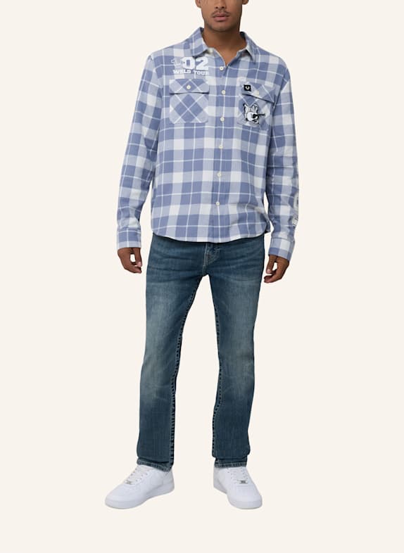 TRUE RELIGION Flannell Hemd BLAU/ BEIGE