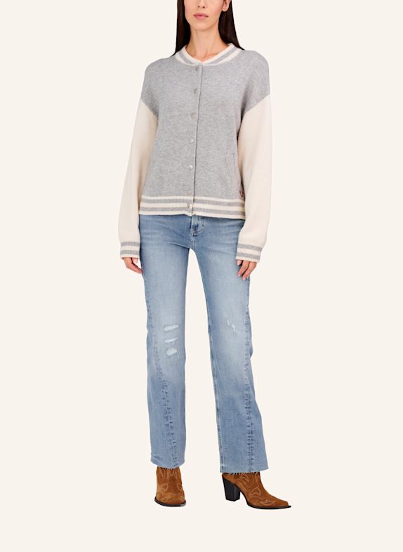 TRUE RELIGION Strick Bomber-Jacke CHUNKY GRAU
