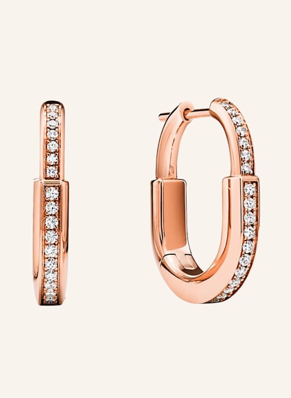 TIFFANY & Co. Kolczyki typu creole TIFFANY LOCK z 18-karatowego różowego złota z diamentami w oprawie pavé RÓŻOWOZLOTY