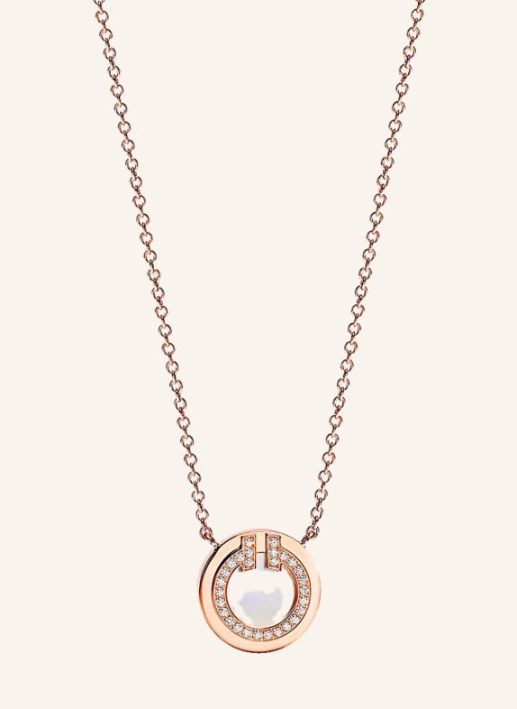 TIFFANY & Co. Halskette TIFFANY T CIRCLE aus 18 Karat Roségold mit Diamanten und Perlmutt
