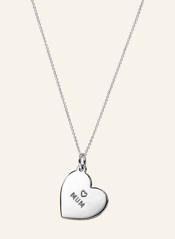 TIFFANY & Co. Naszyjnik z zawieszką w kształcie serca i grawurą MUM ze srebra sterling SREBRNY
