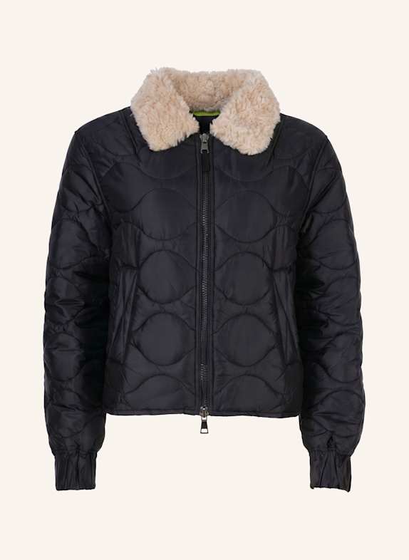 No.1 Como Steppjacke MASSA MIT ABNEHMBAREM KUNSTFELL SCHWARZ