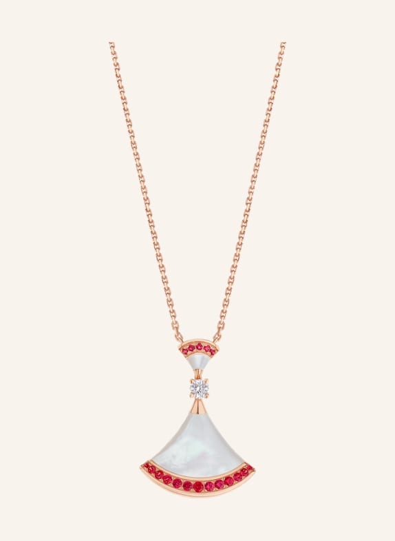 BVLGARI Halskette DIVAS’DREAM aus 18 Karat Roségold mit Perlmutt-Elementen, einem Diamanten und Rubin-Pavé ROSÉGOLD