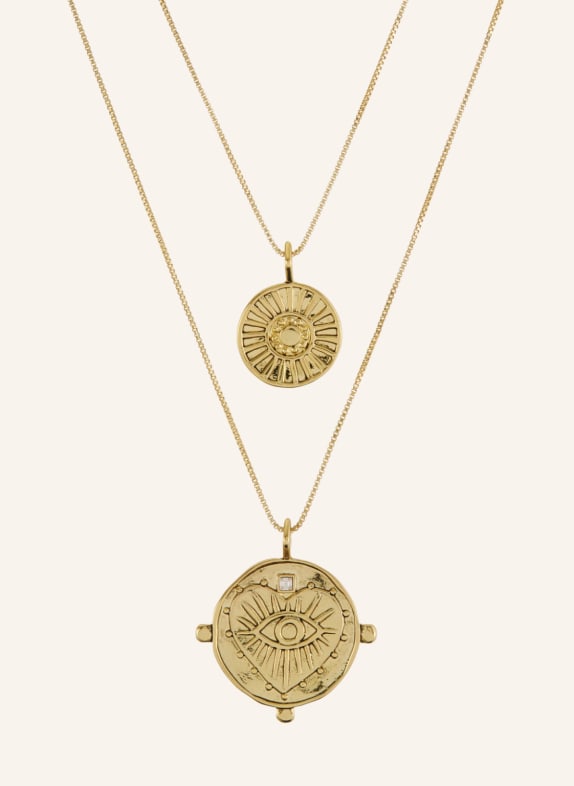 LUV AJ Kette EVIL EYE DOUBLE COIN NECKLACE- GOLD by GLAMBOU