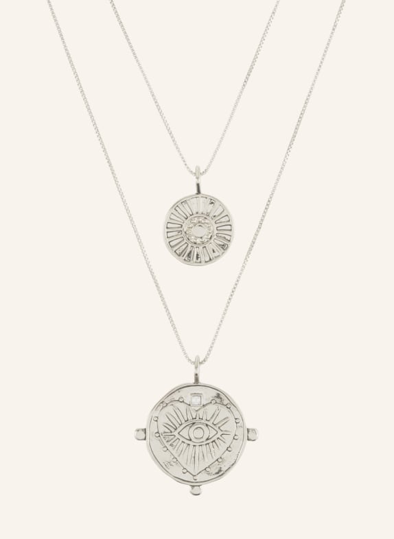 LUV AJ Kette EVIL EYE DOUBLE COIN NECKLACE- SILVER by GLAMBOU