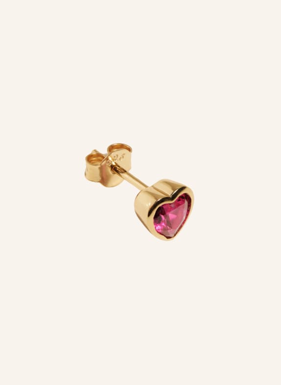 OHH LUILU Single Ohrring LOVE STUD RUBY PINK by GLAMBOU GOLD