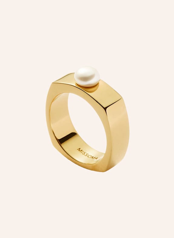 MISSOMA Ring BUTTON PEARL SQUARE by GLAMBOU GOLD