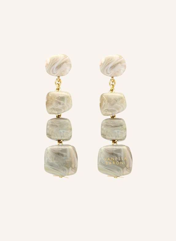 VANESSA BARONI Ohrhänger ORGANIG SHAPED EARRING SNOW GREEN MARBLE by GLAMBOU GOLD