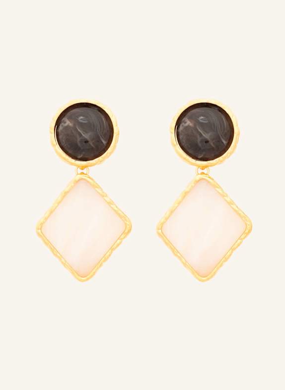 VANESSA BARONI Ohrhänger VINTAGE GEOMETRIC EARRING DARK BROWN PEARL MARBLE by GLAMBOU GOLD
