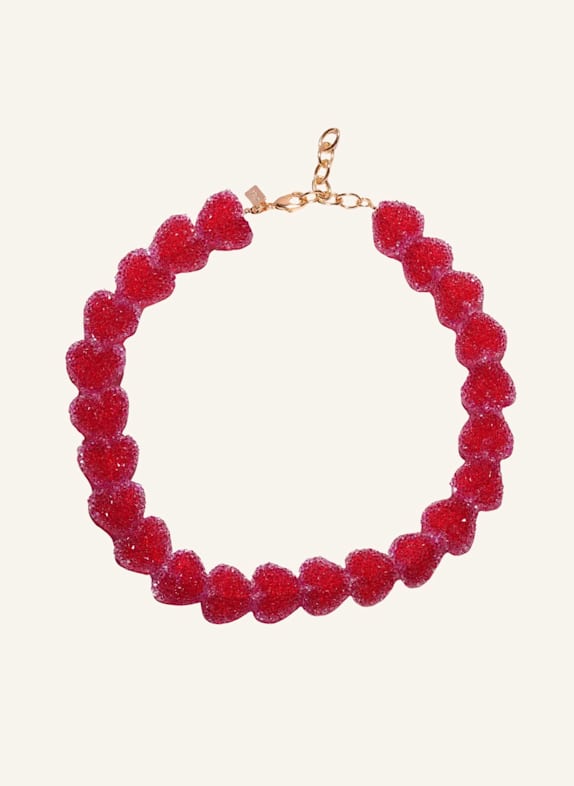 CRYSTAL HAZE Halsketten JELLY HEART ROUGE by GLAMBOU GOLD