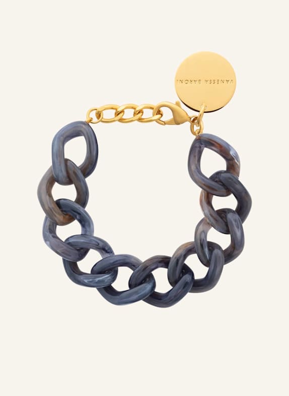 VANESSA BARONI Armbänder MINI FLAT CHAIN BRACELET BLUE JEANS MARBLE by GLAMBOU GOLD
