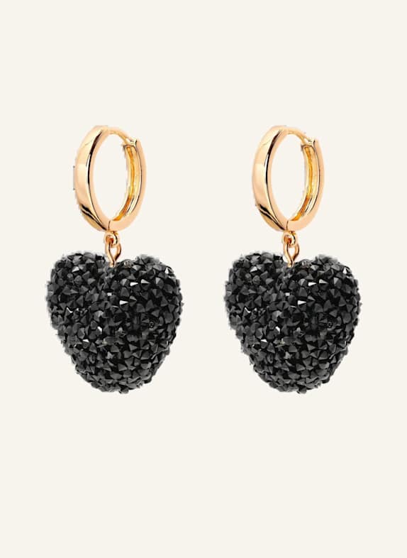 CRYSTAL HAZE Creolen JELLY HEART PENDANT HOOPS MIDNIGHT by GLAMBOU GOLD