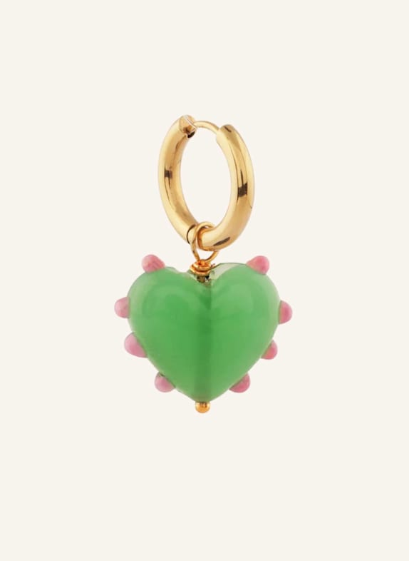 sandralexandra Creolen MILAGROS HEART SINGLE JADE GREEN by GLAMBOU GOLD