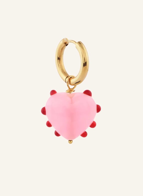 sandralexandra Creolen MILAGROS HEART SINGLE PINK by GLAMBOU GOLD