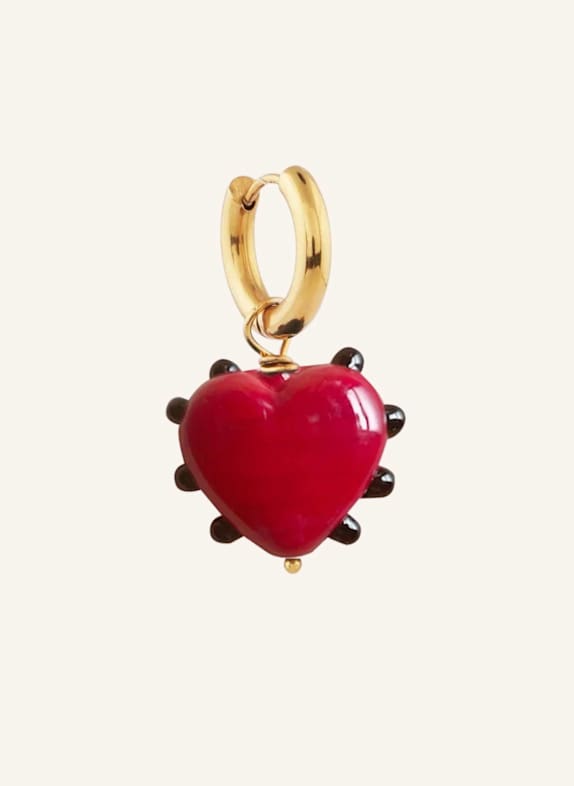 sandralexandra Creolen MILAGROS HEART SINGLE RED by GLAMBOU GOLD
