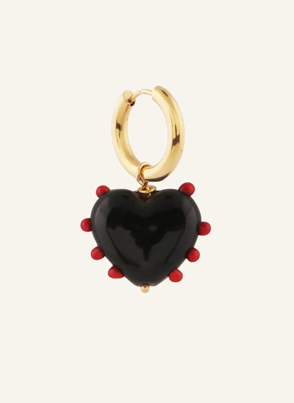 sandralexandra Creolen MILAGROS HEART SINGLE BLACK & RED by GLAMBOU GOLD