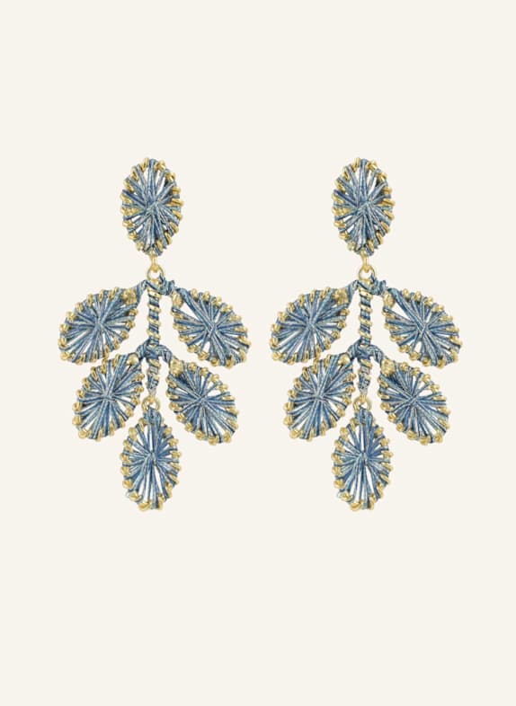 LOTT.gioielli Ohrhänger BEATRICE FLOWER LEAFS EARRING M TEAL BLUE by GLAMBOU GOLD