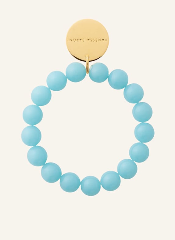 VANESSA BARONI Armbänder MINI BEADS FLEX BRACELET OPALINE BLUE by GLAMBOU GOLD