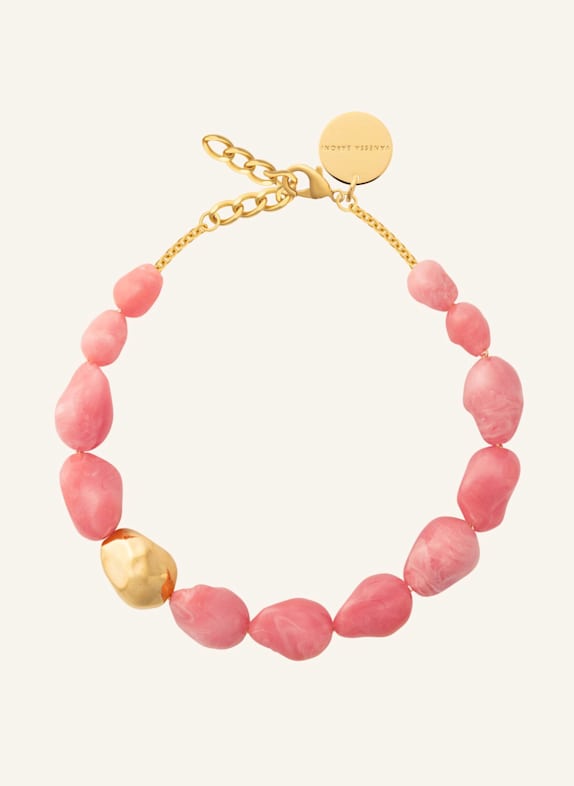 VANESSA BARONI Halsketten BIG ORGANIC PEARL NECKLACE WITH GOLD WATERMELON MARBLE by GLAMBOU GOLD