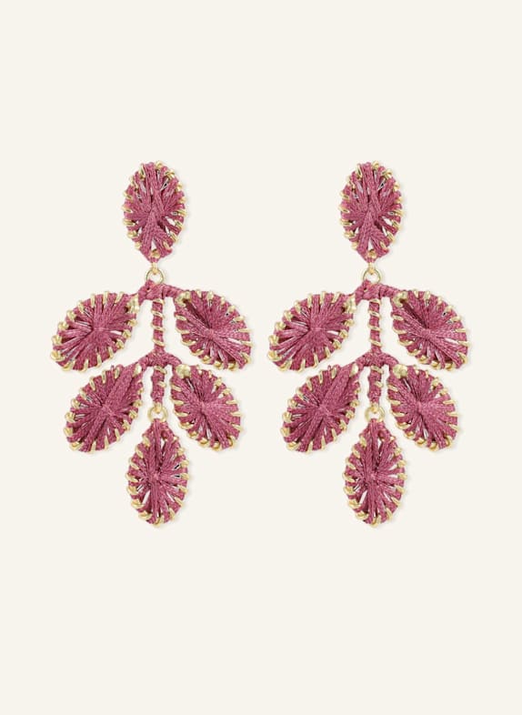 LOTT.gioielli Ohrhänger BEATRICE CE SI FLOWER LEAFS EARRING M DARK FUCHSIA by GLAMBOU GOLD
