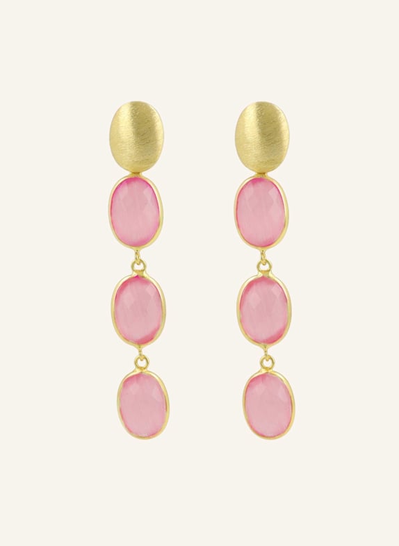 LOTT.gioielli Ohrhänger APRIL CE QU THREE FRAMED STONES SUNSET PINK #108-MBG by GLAMBOU GOLD