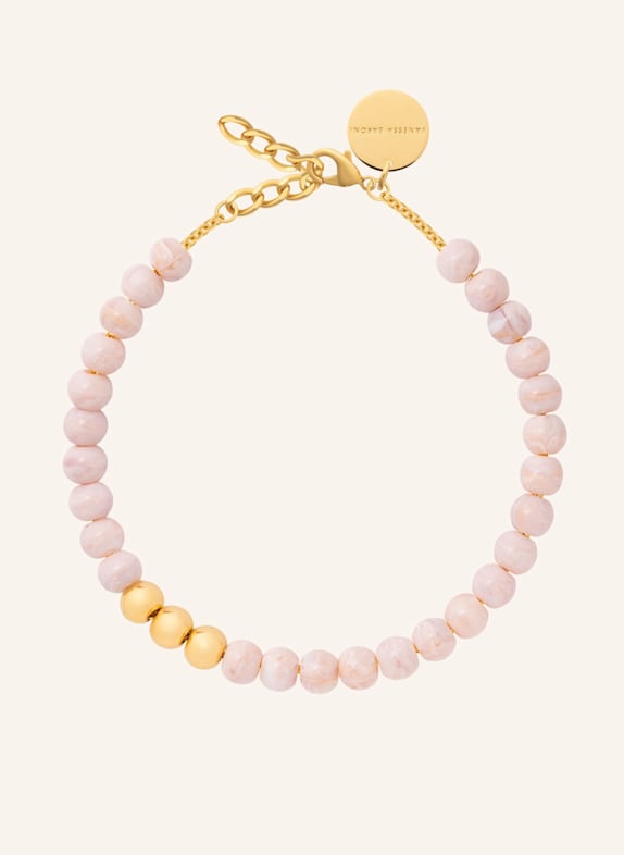VANESSA BARONI Halsketten MINI BEADS GOLD IVORY ROSE MARBLE by GLAMBOU GOLD