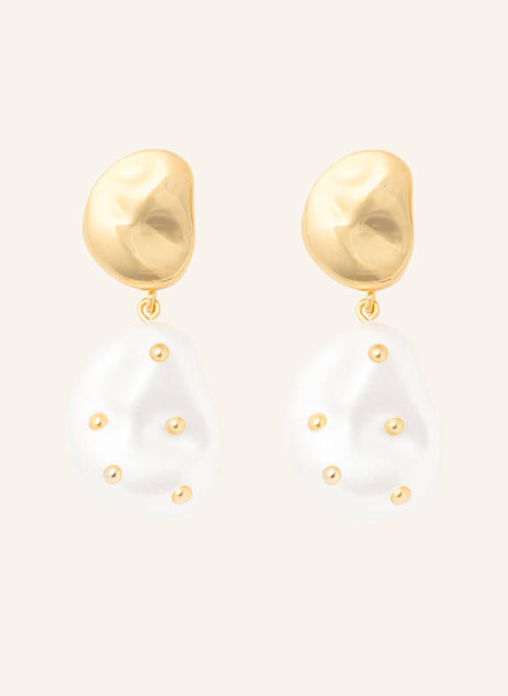 VANESSA BARONI Ohrhänger DOUBLE NUGGET STUD PEARL GOLD by GLAMBOU GOLD