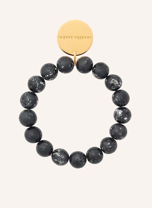 VANESSA BARONI Armbänder MINI BEADS FLEX BLACK MARBLE by GLAMBOU GOLD